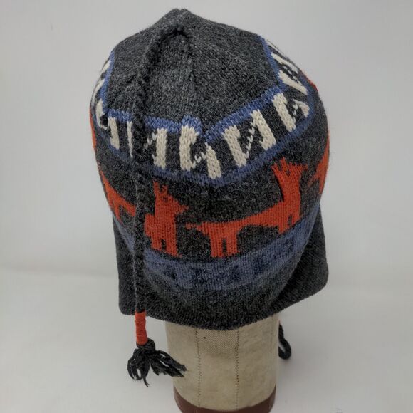 Unbranded Men's Knit Beanie Hat Gray OSFM Wool Blend Lined Llama Pattern - Picture 7 of 12